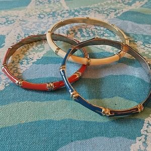 Enamel bracelets - pink, blue, and white
